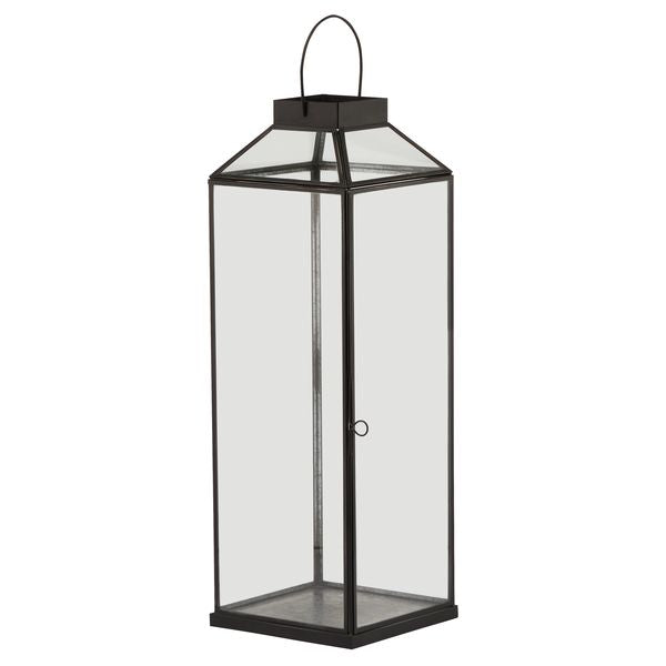 Glass Top Small Black Lantern