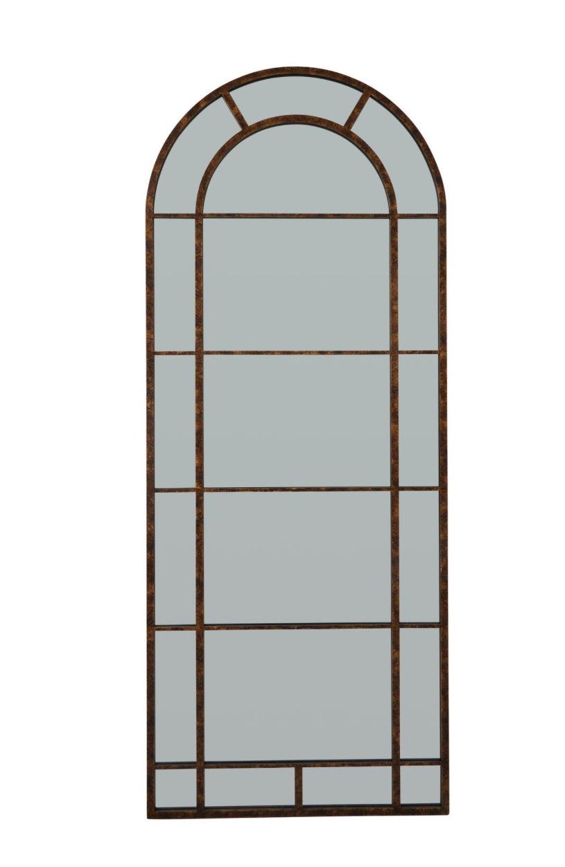 Rust Effect Large Arched Window Mirror