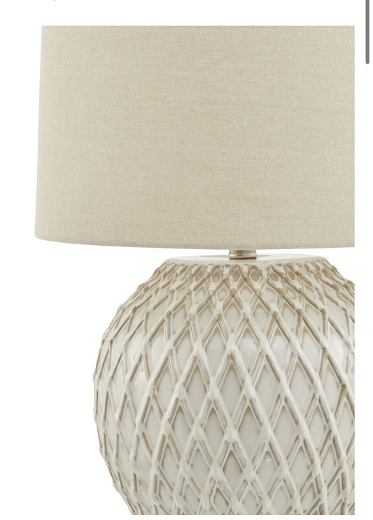 Lattice Ceramic Table Lamp With Linen Shade
