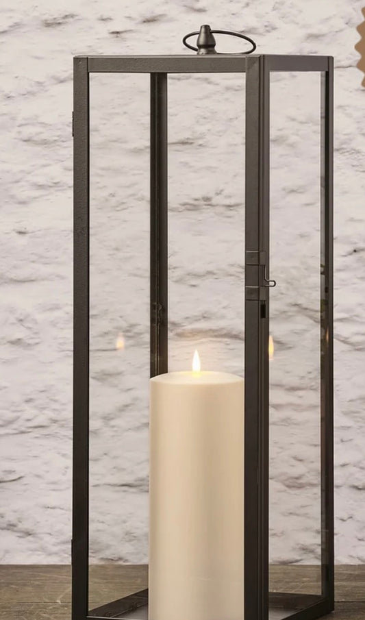 Glass Top Large Black Lantern