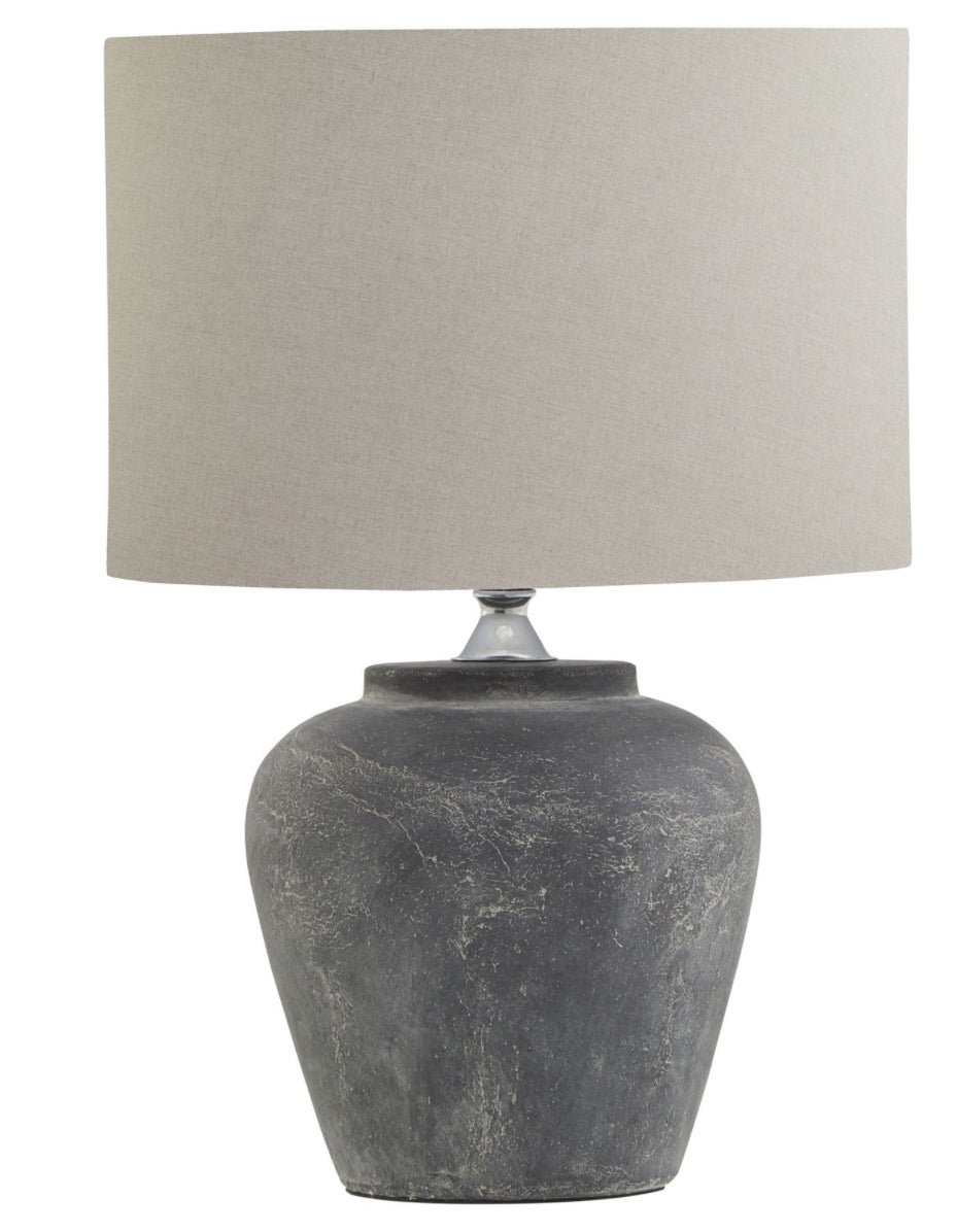 The Amalfi Grey Table Lamp With Linen Shade