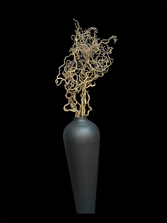 Matt Black Large Hammered Vase With Lid
